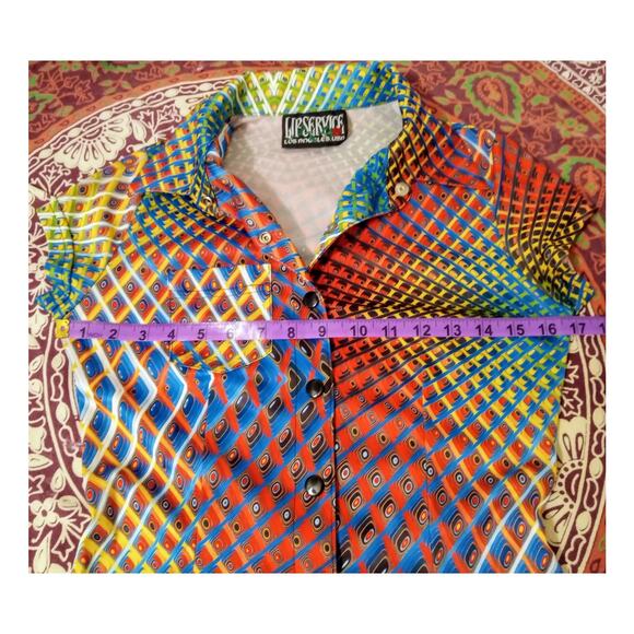 Vintage 90s Lip Service Psychedelic Mini Dress Rose Tag Y2K Rave USA Made SZ S - Picture 10 of 10